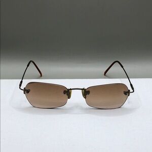 Vintage y2k Fossil rimless Rock sunglasses square-ish brown 51-18-130